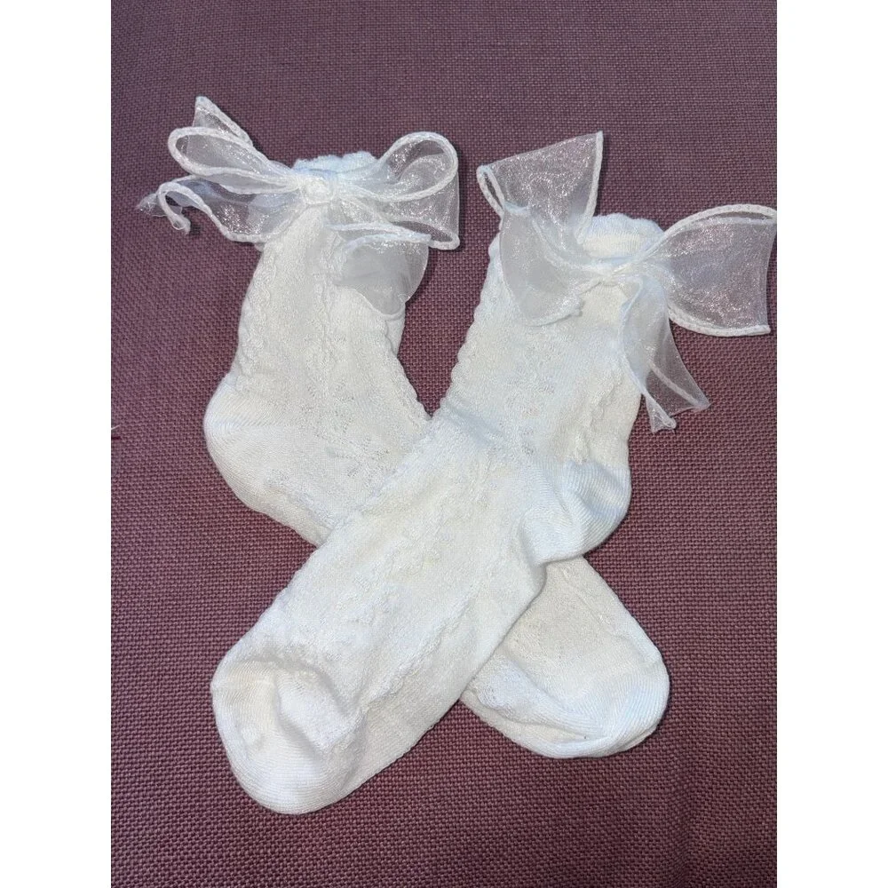 Lovers and Friends Charlize Socks in White One Size New Womens ankle bow
